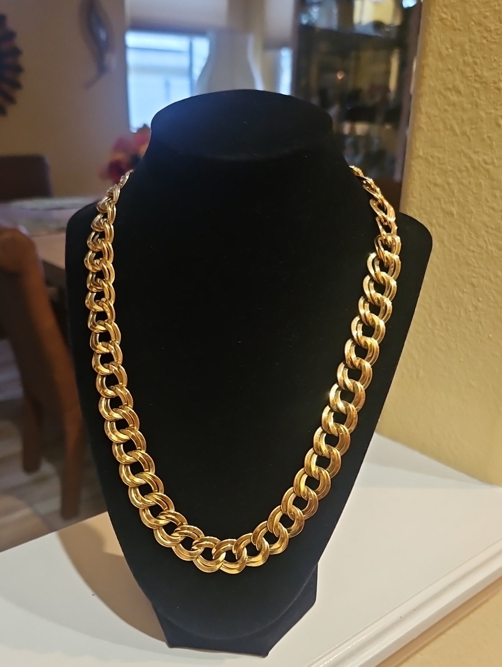 Vintage MONET Double Chunky Curb Link Chain Necklace Gold Tone Chain 20"